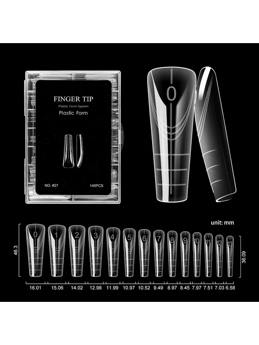 Нет бренда Формы для ногтей акрил прозрачные M-140pcs-box, прозрачный