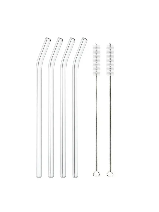 JAOER Многоразовые стеклянные трубочки 20 см Белый, 4Pcs Ben, 4 шт