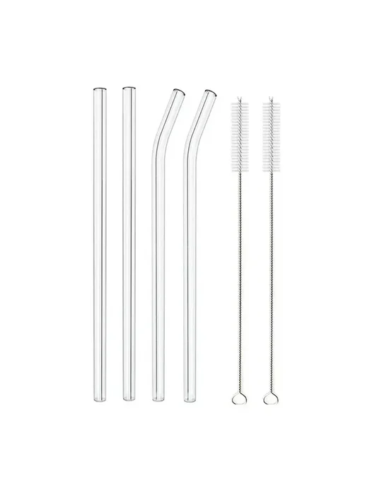 JAOER Многоразовые стеклянные трубочки 20 см Белый, 4Pcs Mix, 4 шт