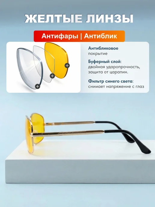 Очки для водителя антиблик Ночной пилот (Желтые), желтый, фото 2