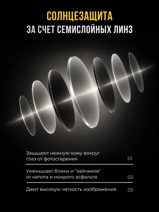 Очки для водителя антибликовые Carbon (Желтые), черный, фото 4