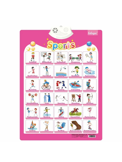 QWZ Интерактивный плакат-алфавит для детей QWZ945-Sports Family, вариант, фото 3