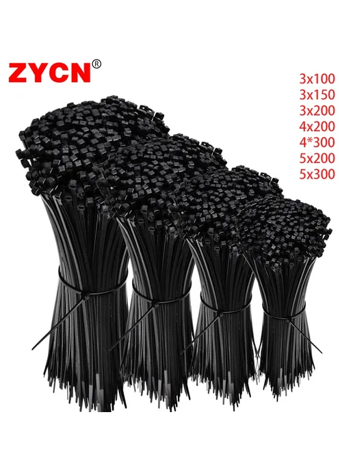 ZYCN 100 шт. нейлоновых самоблокирующихся кабельных стяжек 5x300, 5x300, 100 шт, фото 2