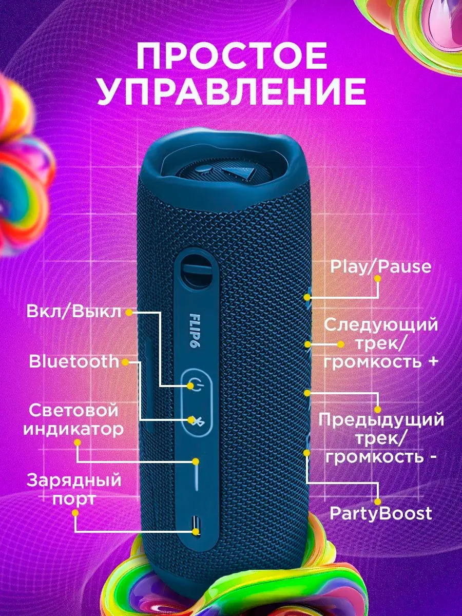 Колонка беспроводная JBL Flip 6 — фото 6