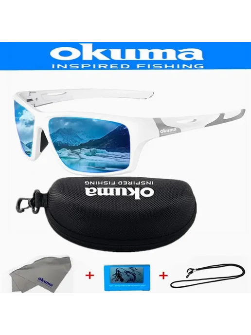 Очки солнцезащитные Okuma White red с коробкой, белый, фото 2