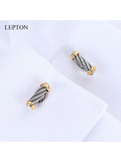 LEPTON Запонки из нержавеющей стали Золотой цвет, золотой, фото 2