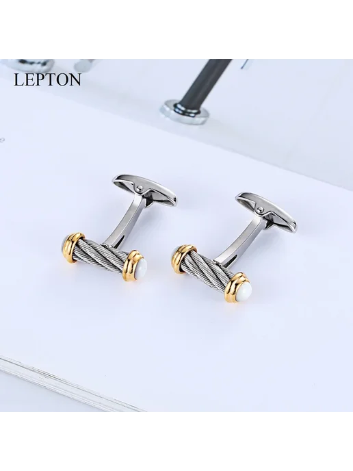 LEPTON Запонки из нержавеющей стали Золотой цвет, золотой, фото 5