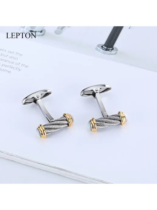 LEPTON Запонки из нержавеющей стали Золотой цвет, золотой, фото 7