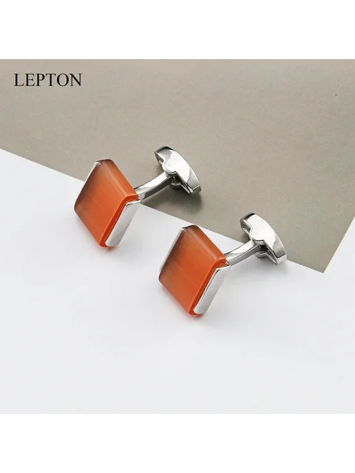 LEPTON Запонки с камнем «кошачий глаз» для мужчин, квадратные запон, вариант, фото 5