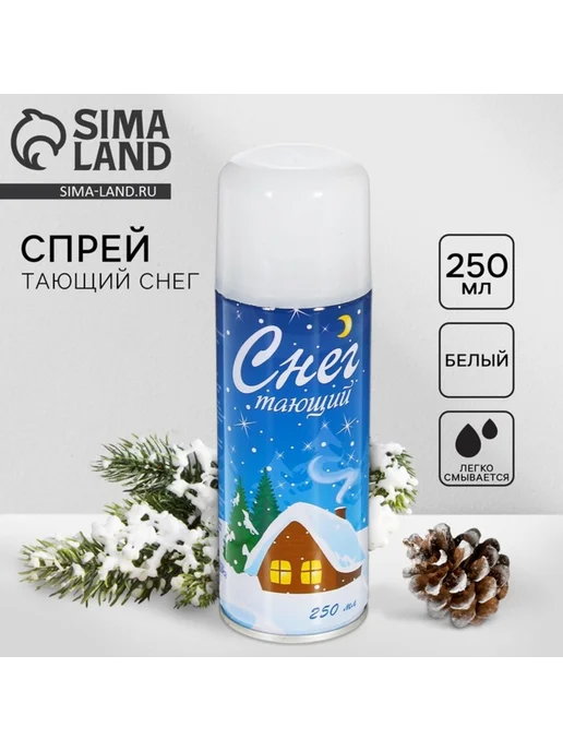 Страна Карнавалия Декоративный искусственный снег спрей белый 250 мл, 250 мл