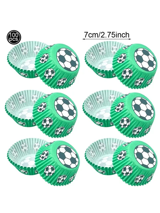 Нет бренда Бумажные вкладыши для кексов футбольный дизайн, черный, фото 7