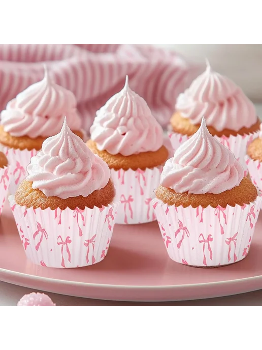 PartiesTour Розовые бантики для кексов 200pcs cake cups, 200 шт, фото 6