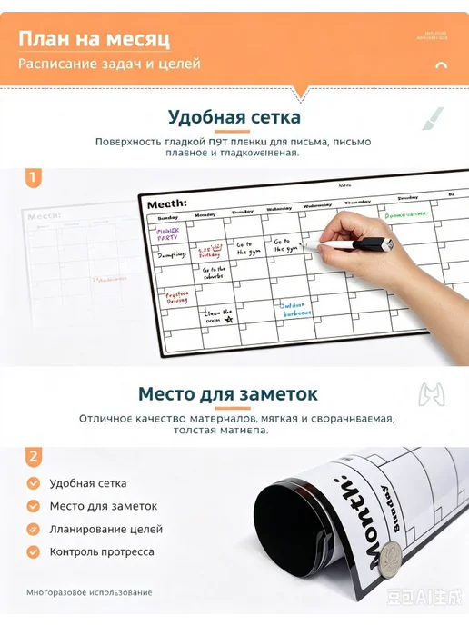 Доска объявлений формата А3 с возможностью перезаписи30*43, 30x43, фото 3