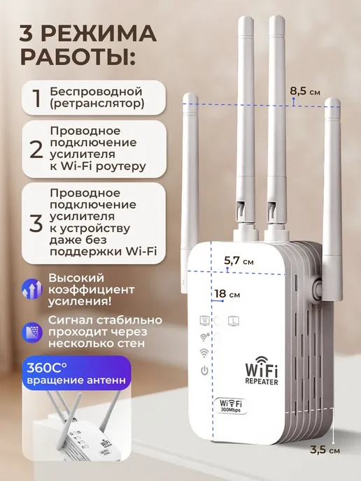 Мощный усилитель Wi-Fi сигнала Репитер Ретранслятор, вариант, фото 3