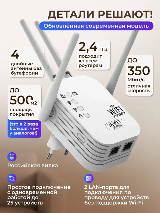 Мощный усилитель Wi-Fi сигнала Репитер Ретранслятор, вариант, фото 4