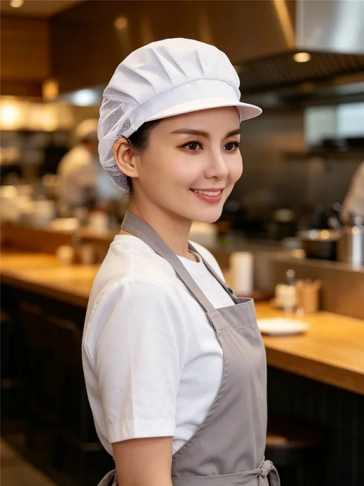 Колпак поварской берет с козырьком сетка для кухни ресторана, белый, фото 7