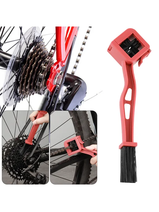Щётка для цепи мото, MTB, чистка, красный цвет, красный, фото 2