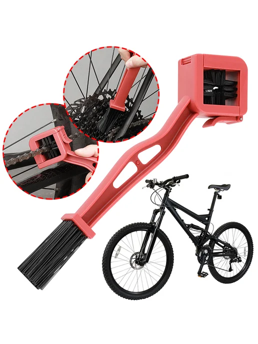 Щётка для цепи мото, MTB, чистка, красный цвет, красный, фото 3