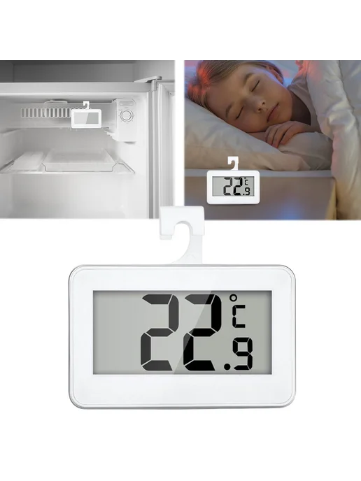 Термометр холодильника LCD дисплей, комнатный, белый, белый, фото 2