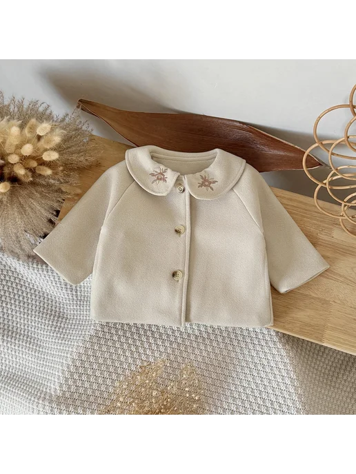 Нет бренда Детская зимняя куртка из трикотажа beige 1-3 лет, бежевый