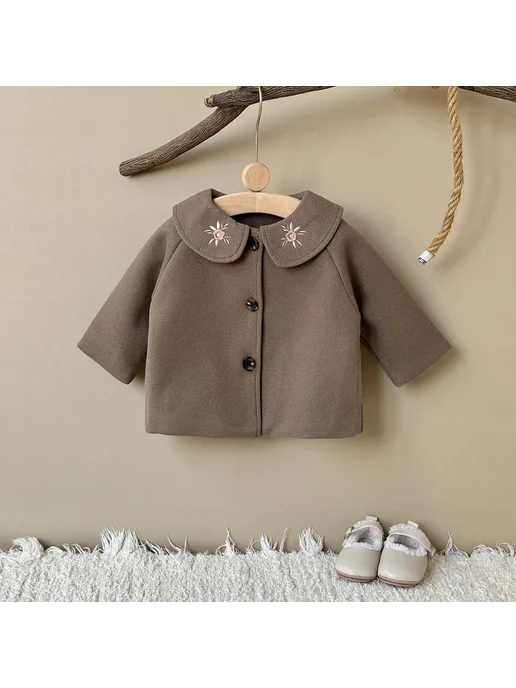 Нет бренда Детская зимняя куртка из трикотажа beige 1-3 лет, бежевый, фото 5