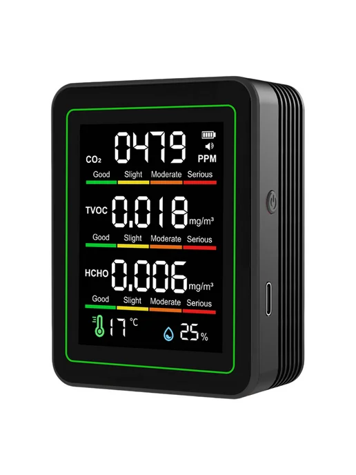 Моникатор для воздуха 5 в 1 CO2, TVOC, HCHO, T, влажность (ч, вариант, фото 5