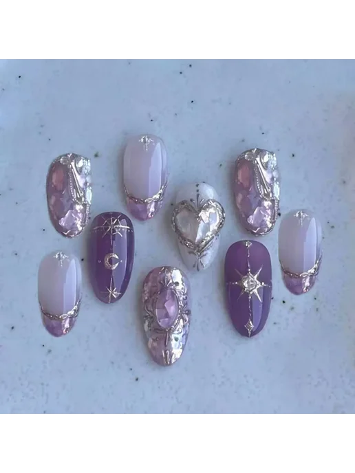Набор накладных ногтей Love Design, фиолетовые, акрил, 24 шт, 24 шт, фото 2