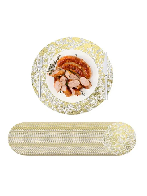 Нет бренда Одноразовые круглые плейсматы Placemats, 50 шт, серебряные, 50 шт, фото 2