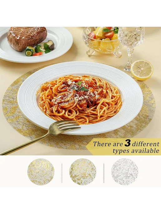 Нет бренда Одноразовые круглые плейсматы Placemats, 50 шт, серебряные, 50 шт, фото 7