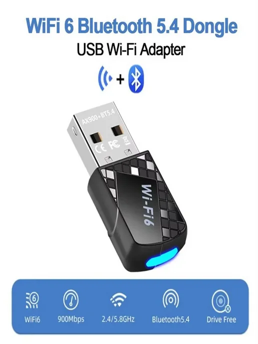 USB WiFi 6 адаптер AX900, 2.4 5 ГГц, Bluetooth 5.4, вариант, фото 3