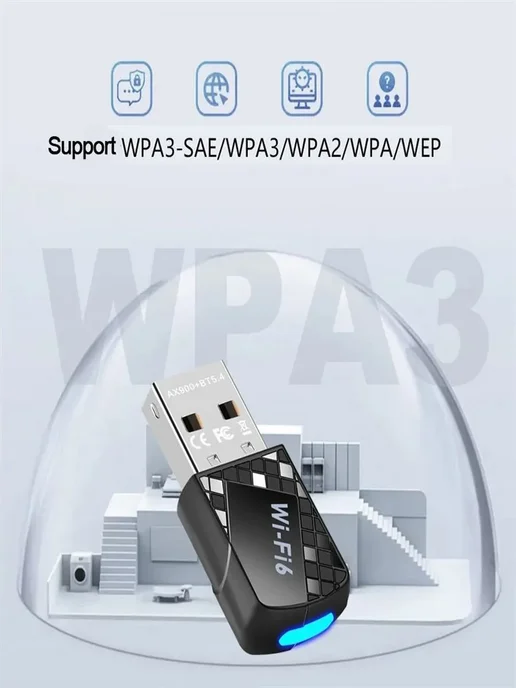 USB WiFi 6 адаптер AX900, 2.4 5 ГГц, Bluetooth 5.4, вариант, фото 5