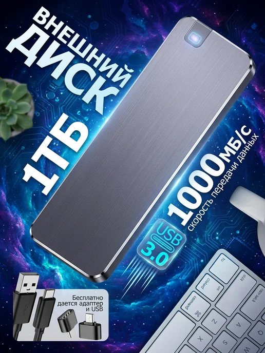AG Digital Внешний жесткий диск 1 тб ssd для ноутбука ссд накопитель, 1 ТБ