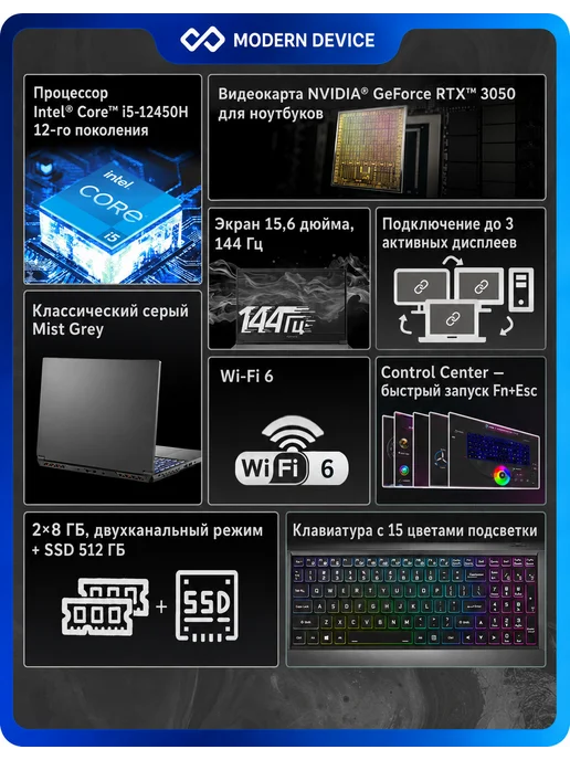 Colorful Ноутбук игровой X15 XS-HE55016512B-1EAA (A10207000035), серый, фото 2
