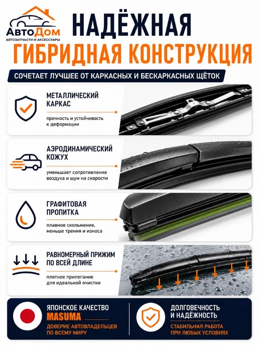 MASUMA Щетки стеклоочистителя MU 24G 16G 600+400 мм, Nissan X-Trail, 24 г, 16 г, фото 4