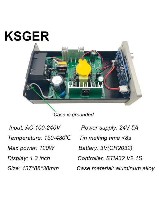 KSGER T12 STM32 V2.1S Пайковая станция Железные кончики OLED, серый, фото 5