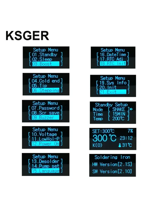 KSGER T12 STM32 V2.1S Пайковая станция Железные кончики OLED, серый, фото 7