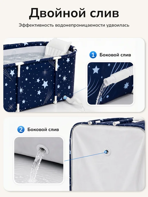 Ezify Большая складная ванна для купания детей и взрослых, голубой, фото 6