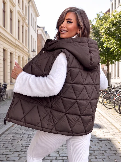 LuMini Style Жилетка утепленная осенне-весенняя стеганая, коричневый