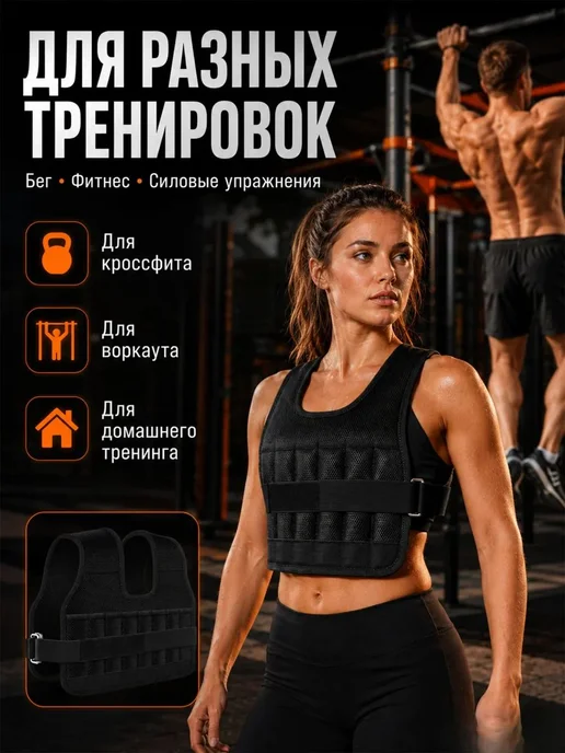 Утяжеленный жилет для бега и фитнеса, регулируемая нагрузка, вариант, фото 2