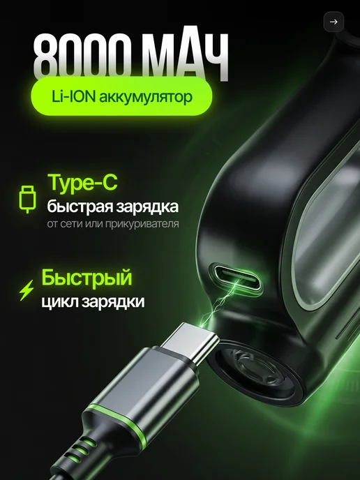 MIME Пылесос для автомобиля беспроводной мощный на аккумуляторе, черный, фото 2