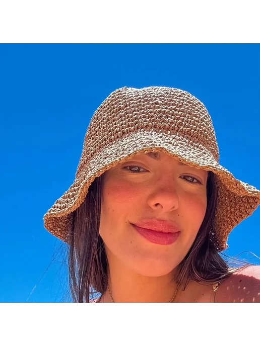 Женская летняя соломенная панама Sun hat, черный, фото 5