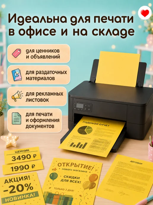 Бумага Brauberg Цветная A4, 80 г/м², 500 листов, 1 пачка, фото 3
