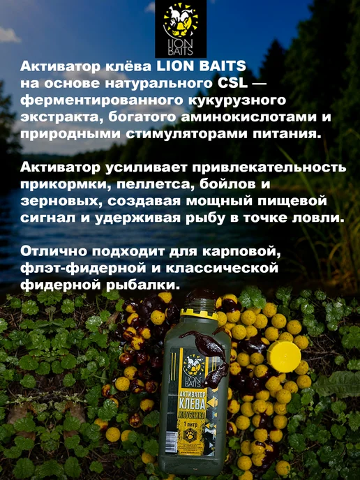 Lion Baits Активатор клева (аттрактант) Клубника 1л, 1 л, фото 2
