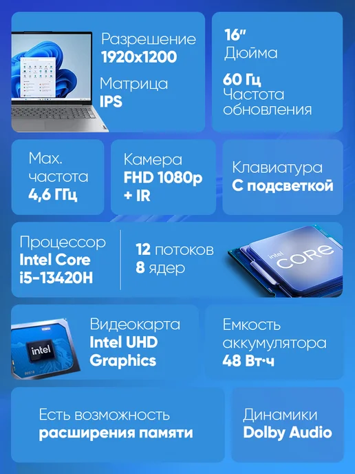 Lenovo Ноутбук для работы и учебы ThinkBook 16 G9 IRL (21US000GFW), серый, фото 2