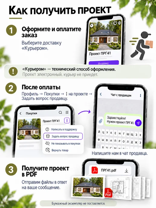 ПРОЕКТОРУМ Проект одноэтажного дома из газобетона с 2 спальнями 113 м2, вариант, фото 2