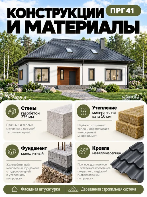 ПРОЕКТОРУМ Проект одноэтажного дома из газобетона с 2 спальнями 113 м2, вариант, фото 4
