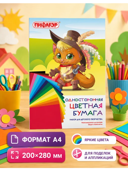 Пифагор цветная бумага 15 наборов по 16 листов, зеленый, фото 2