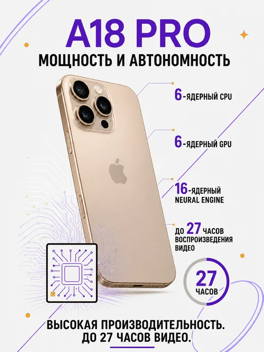 Смартфон Apple iPhone 16 Pro 256 ГБ, золотой, фото 8