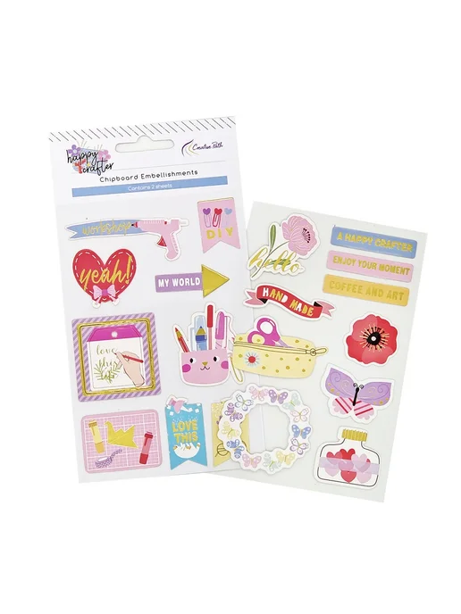 The Creative Path Набор Chipboard Embellishments для скрапбукинга, розовый