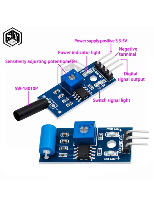 baishundianzi Датчик вибрации SW-18010P SW-420 для Arduino 1PCS SW-1801, 1 шт, фото 2